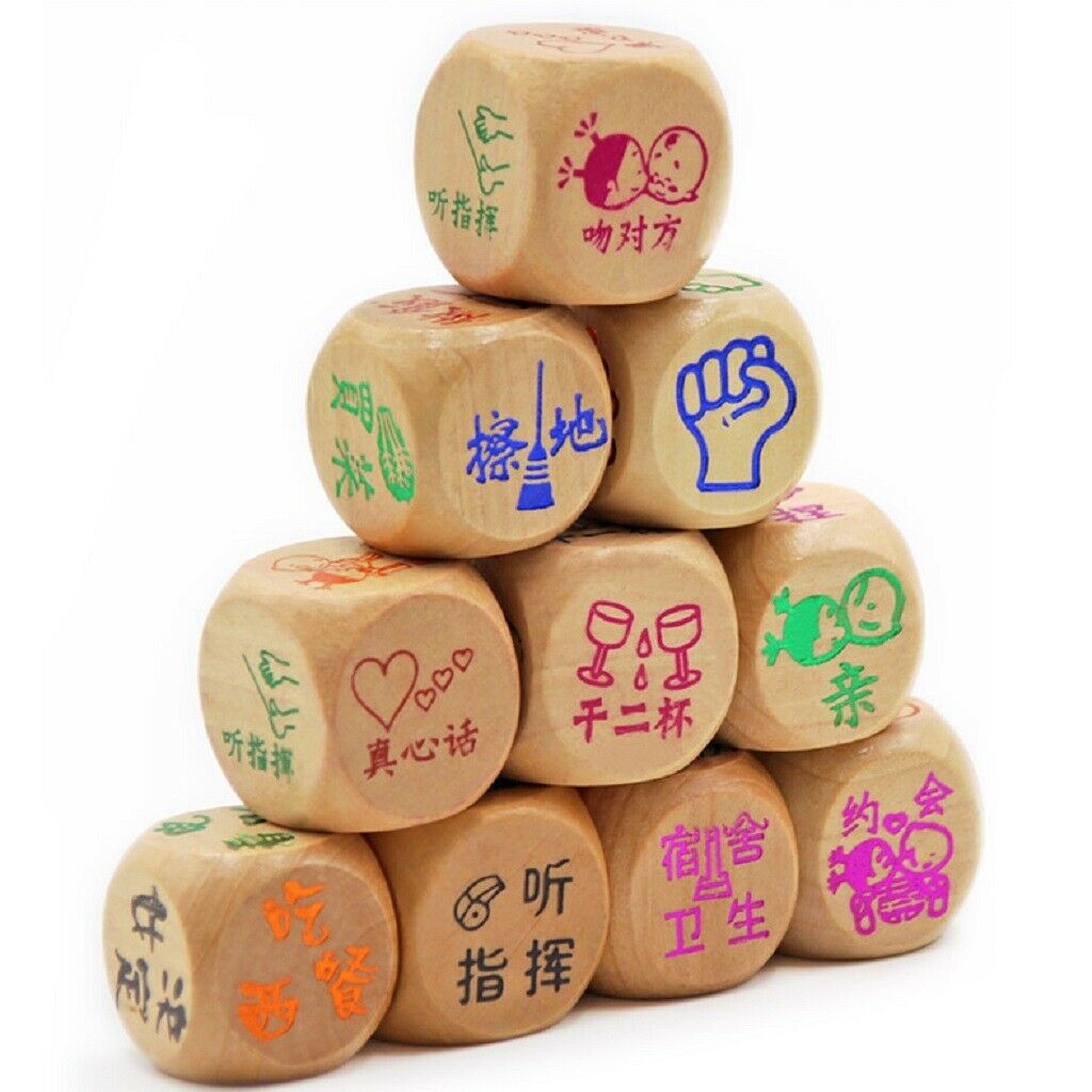 10 Pieces Wood Six Side Dice Set D6 Fun Role Play Drinking Desktop Game Toys