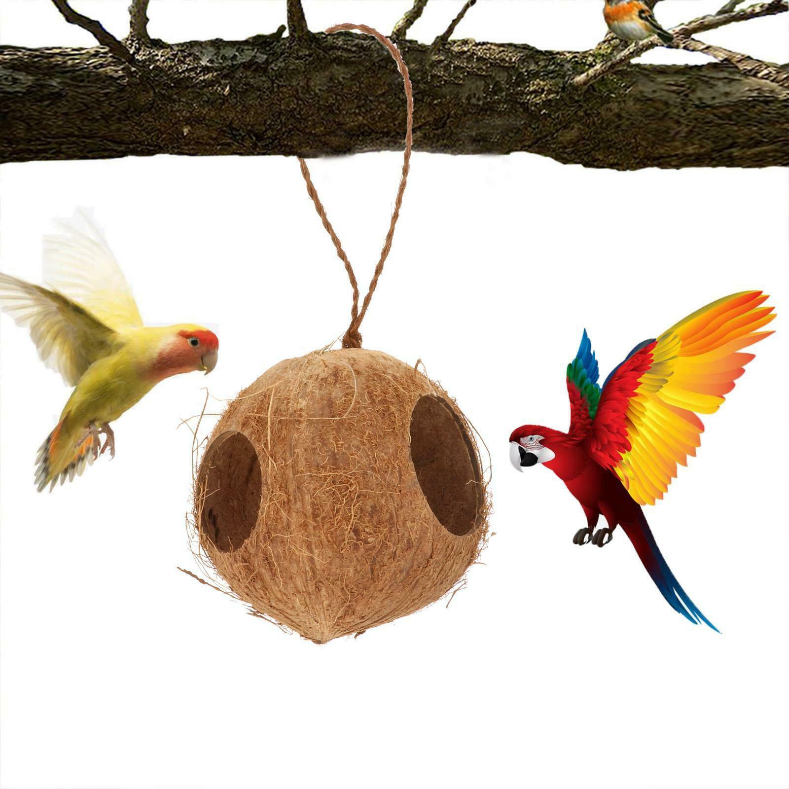 Coconut Bird Nest,  Hidden House for Parrots Cockatiel Parakeet-Small Animals