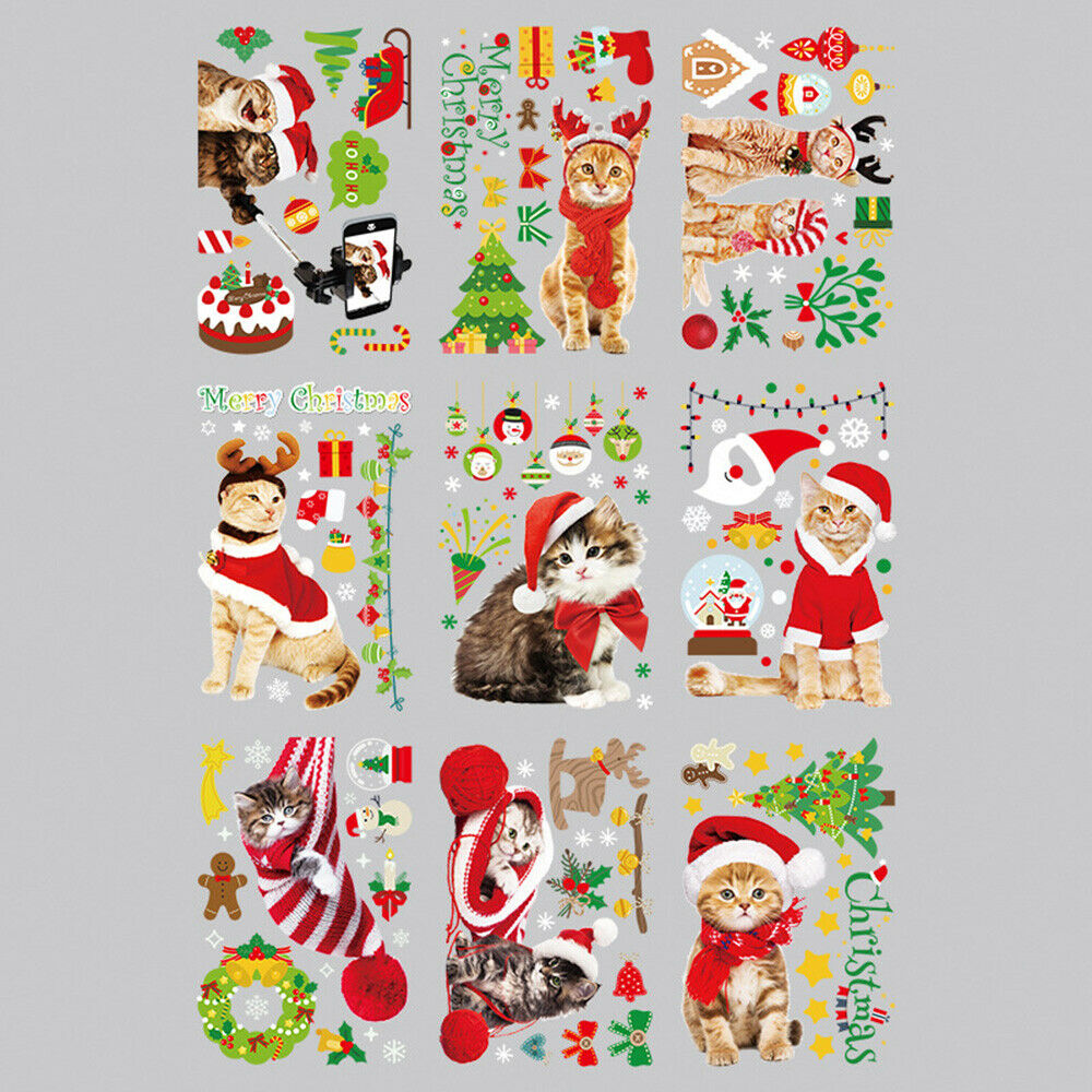 9Pcs/set Christmas Window Static Stickers Glass Door Decals Holiday Xmas Decor
