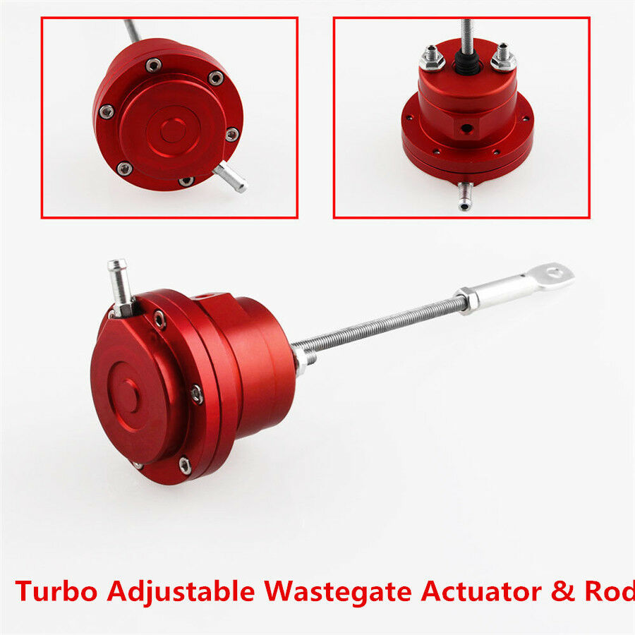 Red Aluminum Alloy Turbo Adjustable Wastegate Actuator & Rod Universal For Cars