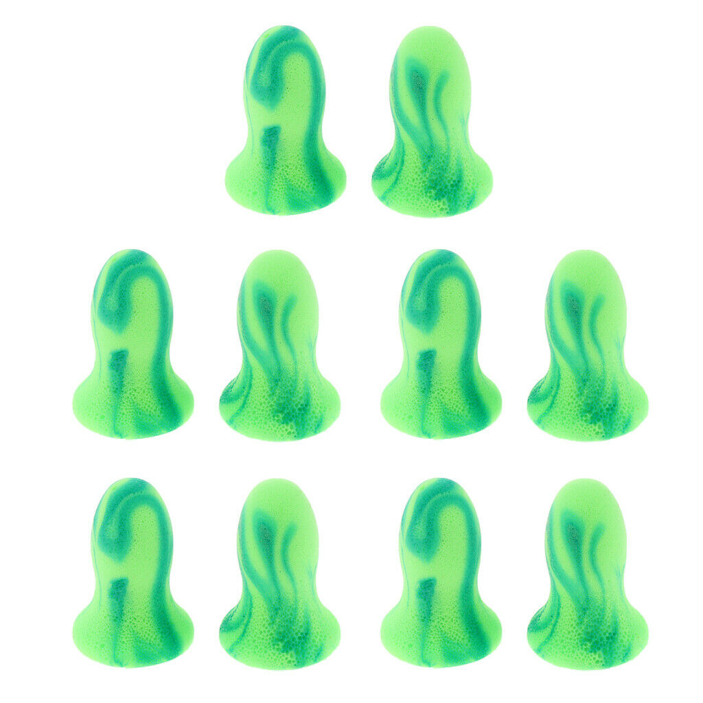 5 Pairs Soft Foam Ear Plugs Tapered Travel Sleep Noise Prevention Green