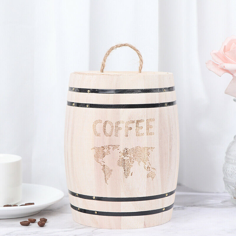 Natural Wooden Coffee Bean Container Food Storage Bottles Coffee Beans Barre DF