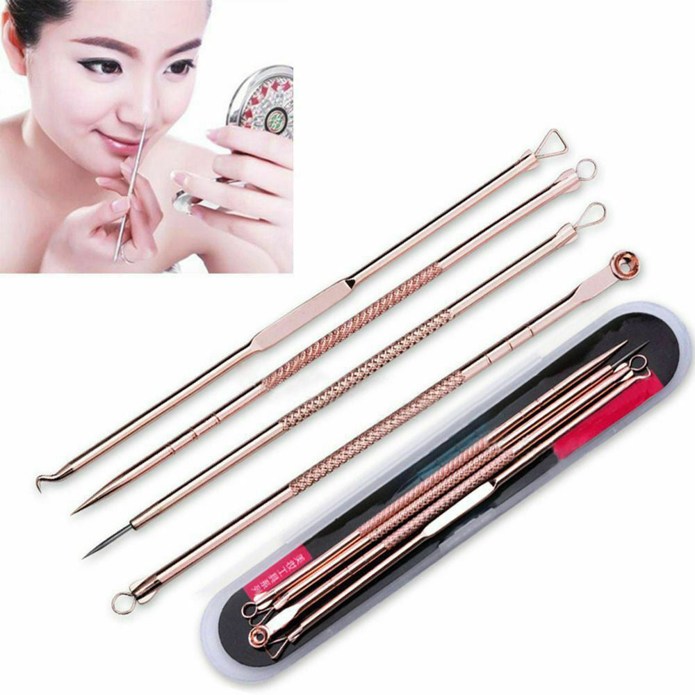 4pcs/Set Blackhead Acne Comedone Pimple Blemish Extractor Remover Tool Kit Set