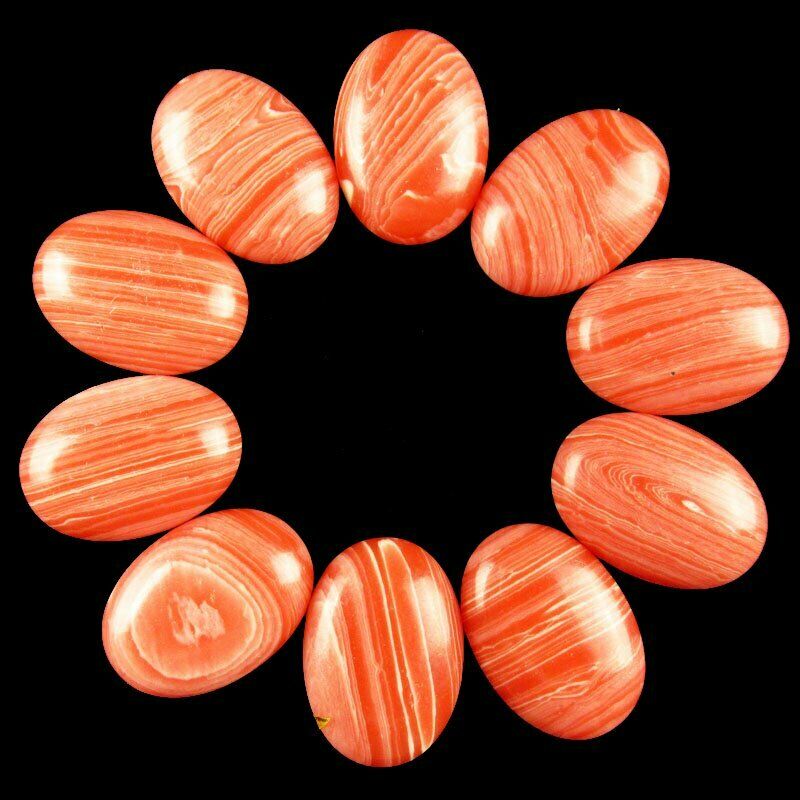 8Pcs 25x18x6mm Rhodochrosite Oval Cab Cabochon 25g A-240JM