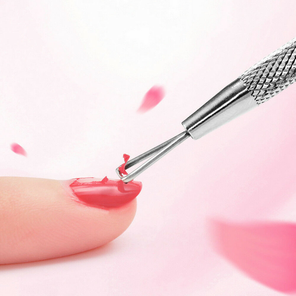 1X Stainless Steel Triangle Stick Rod Pusher Nail Art Tool UV Gel Polish Remover