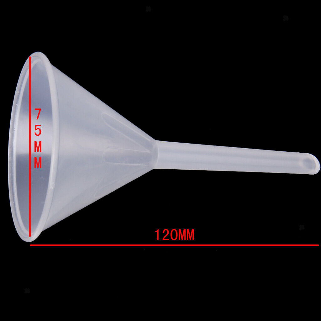 5x 75mm Plastic Funnel Liquid Oil Fuel Water for Kitchen Laboratory Garage Car