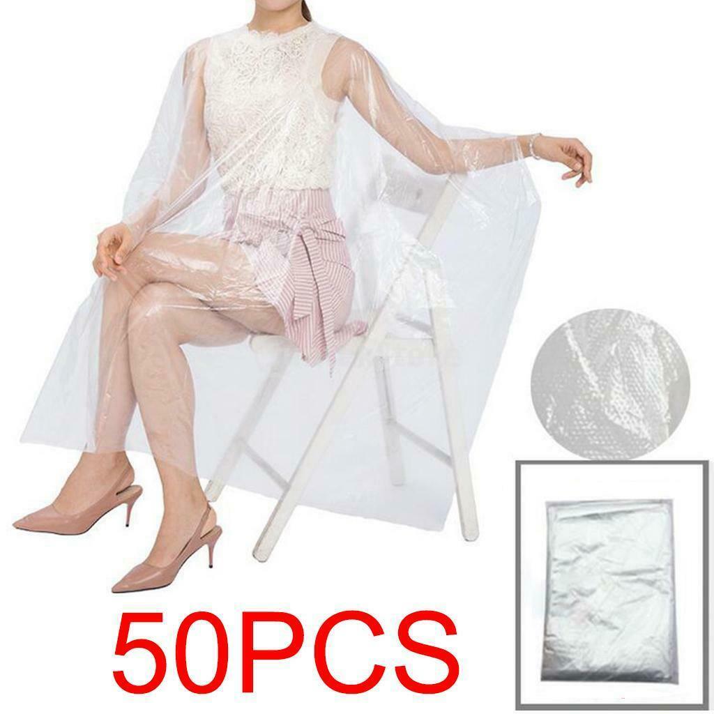 100-pack Transparent Disposable Hair Cutting Capes Set Salon Gown Unisex