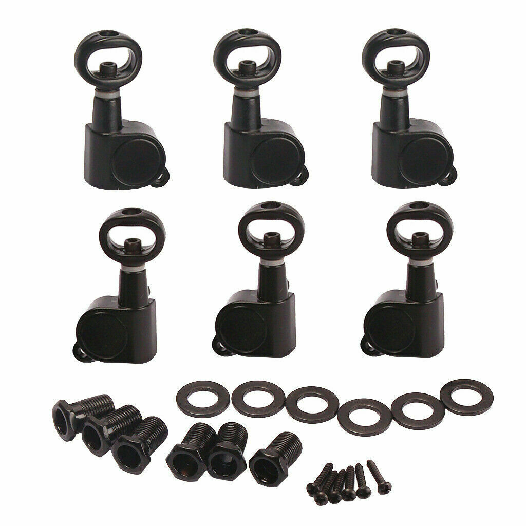 Black Electric Guitar Tuning Pegs Key Sealed Machine Heads 3R3L Chrome Parts