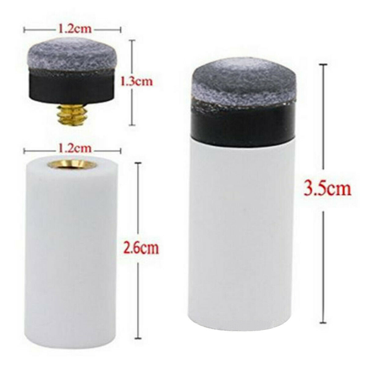 10 Pair Billiard Screw-on Tips with Pool Cue Stick Ferrules Soft Grey Tips Set