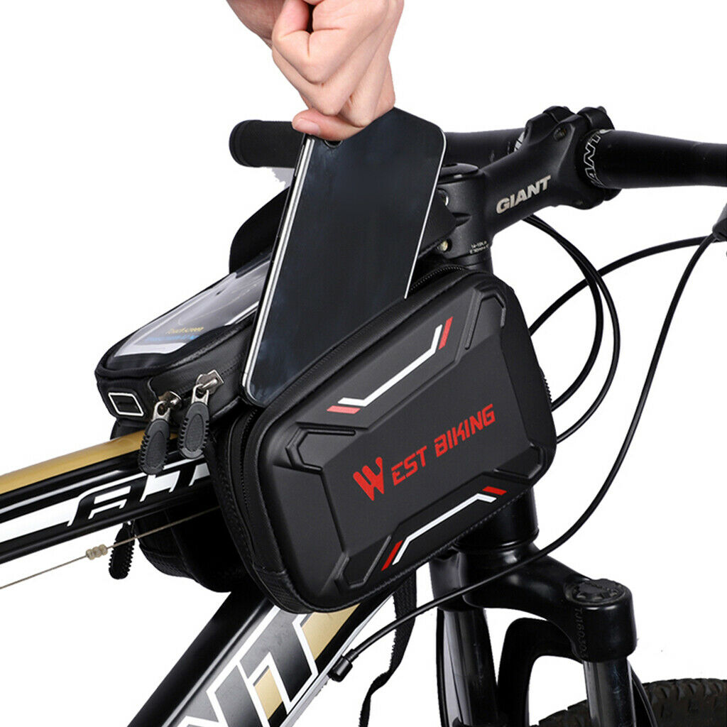 Moutain Bike Frame Bag Pouch Bike Bicycle Frame Front Tube Bag Black+Green