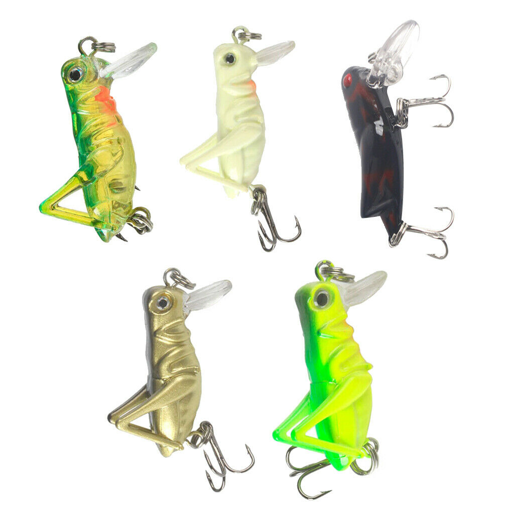 5Pcs Artificial Grasshoppers Insects Fishing Lures Hard Baits Crankbaits