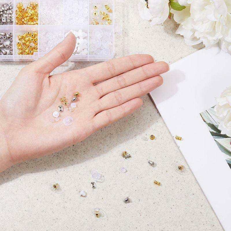 500Pcs10 Style Silicone Metal Assorted Secure Earring Backs Box Jewelry Finding