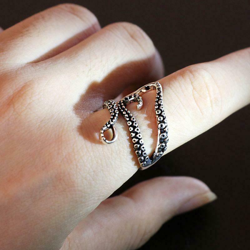 Titanium Steel Gothic Deep Sea Squid Octopus Ring Fashion Jewelry Adjustable