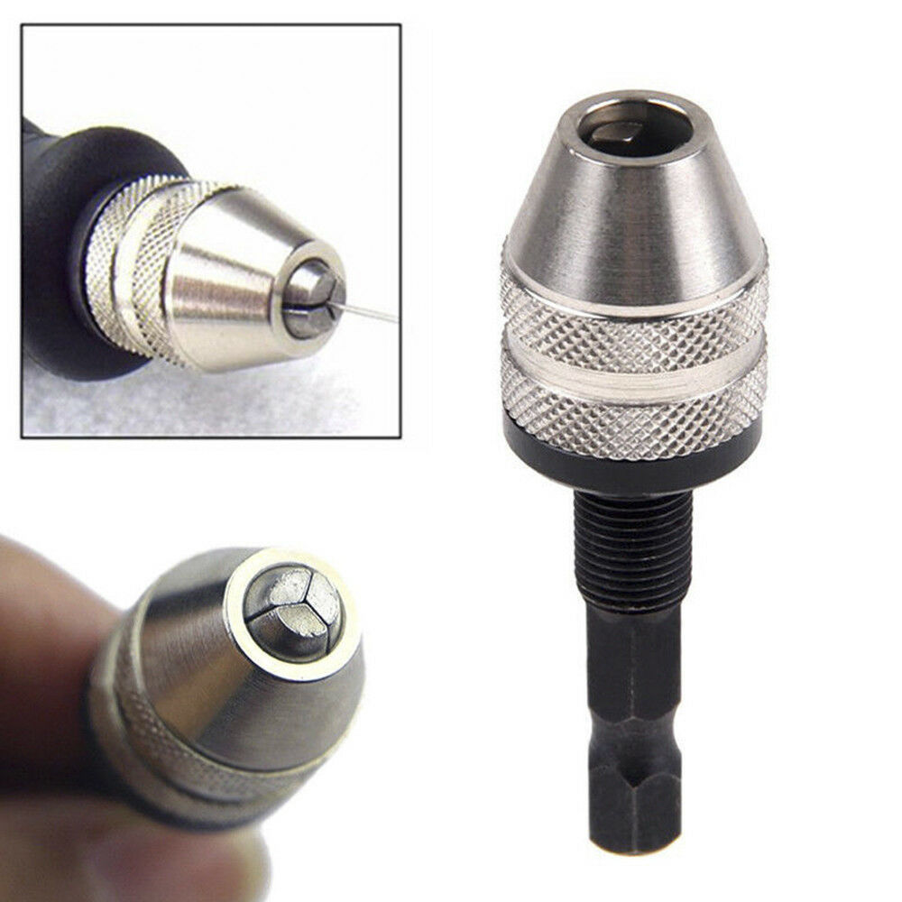 1/4" Keyless Drill Bit Chuck Hex Shank Adapter Converter Quick Change 0.3-3.9mm~