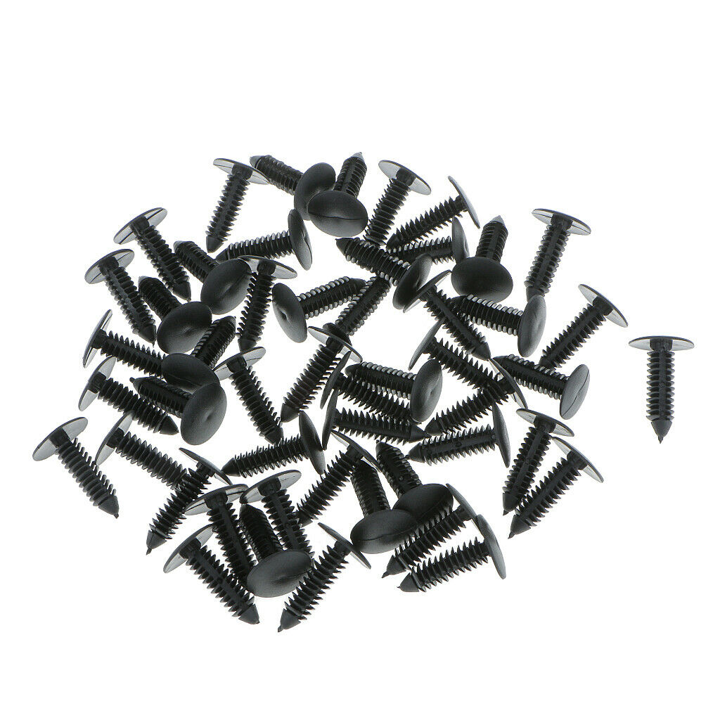 50pcs A12 Bumper Hood  Splash Guard Retainer Clips Fasteners Black