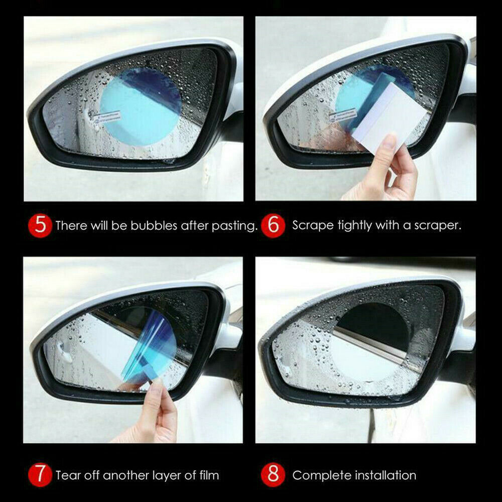 4 Pc Car Rearview Mirror Rainproof Anti-fog Stickers Protective Film Rain Shield