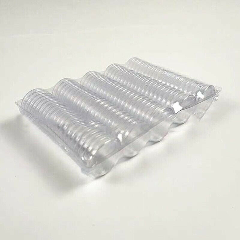 100Pcs 27mm Transparent Round Coins Collection Case Storage Box Holder Organizer