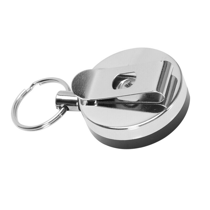 Retractable metal key  card badge holder steel recoil  belt clip pull KeychainK9