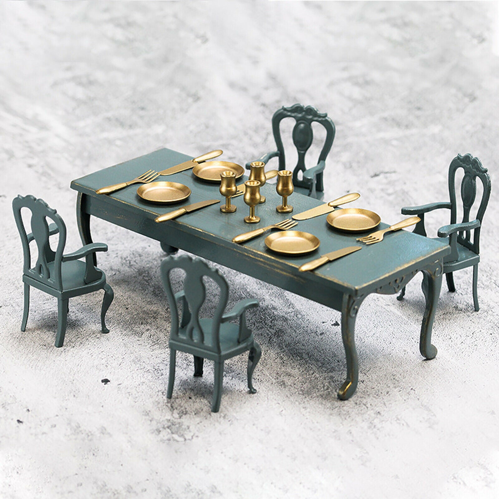 4Pcs 1/12 Scale Mini Plate Knives Fork Cup Tableware Set Furniture Decor