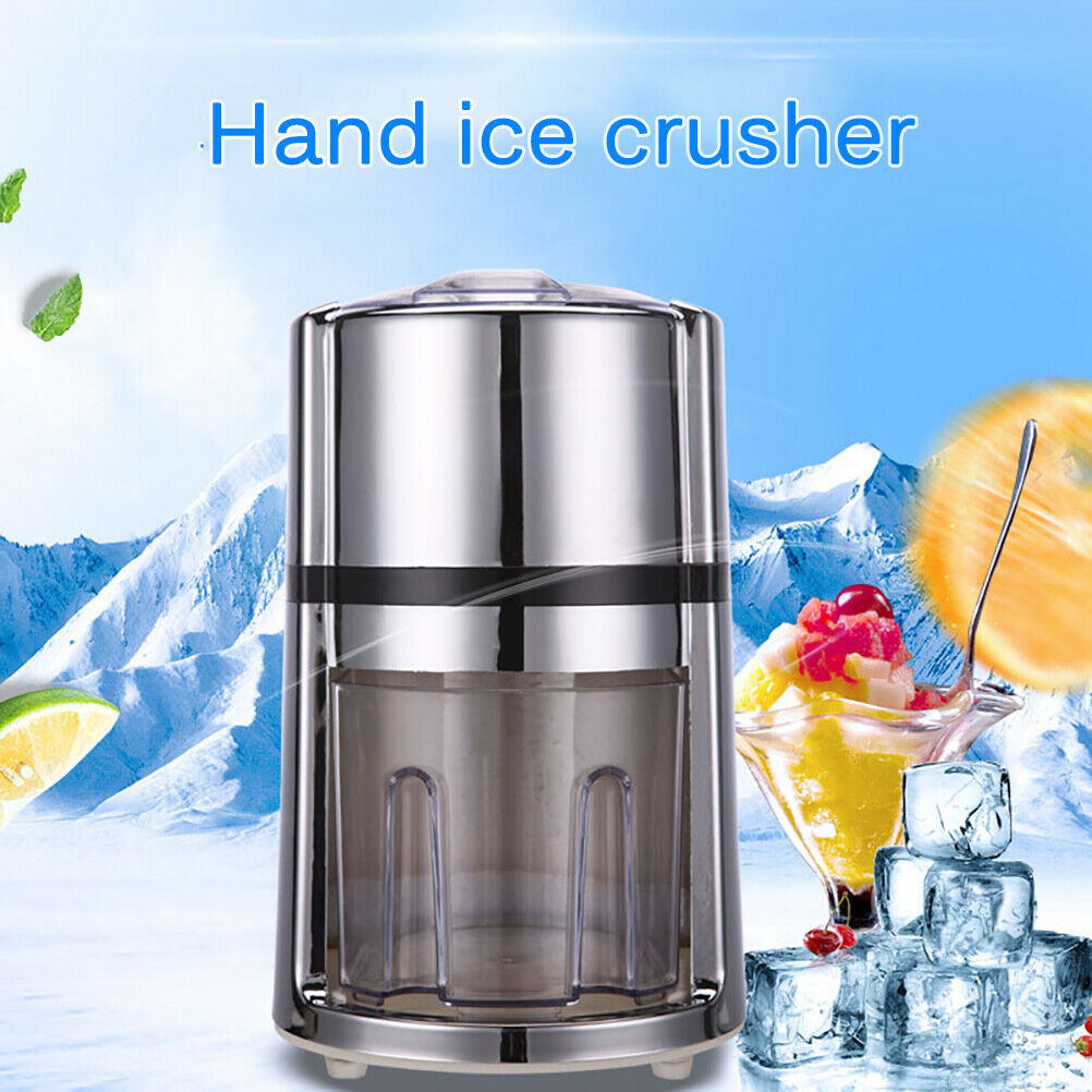 Portable Hand Crank Manual Ice Crusher Round Household Shaver Snow Cone Maker