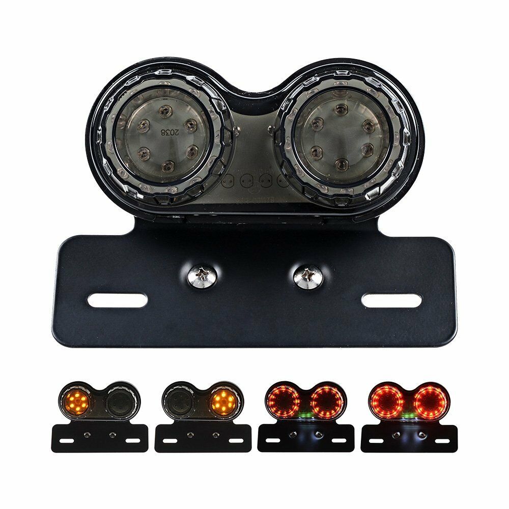 Motorcycle License Plate Smoke LED Brake Tail Turn Signal Light Bobber ATV Lamp
