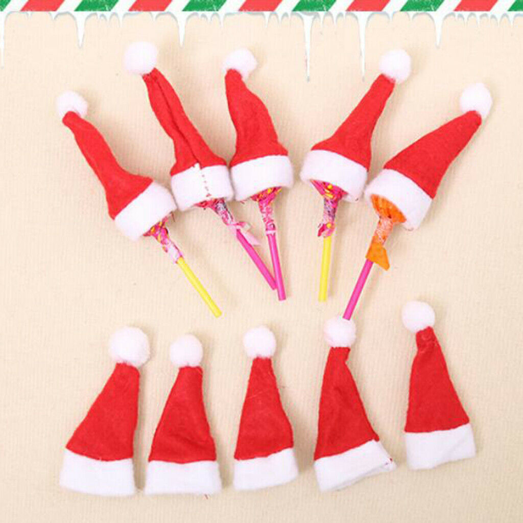 20Pcs   Mini Lollipop Lollypop Santa Claus Hat   Wrap Christmas Party Decor
