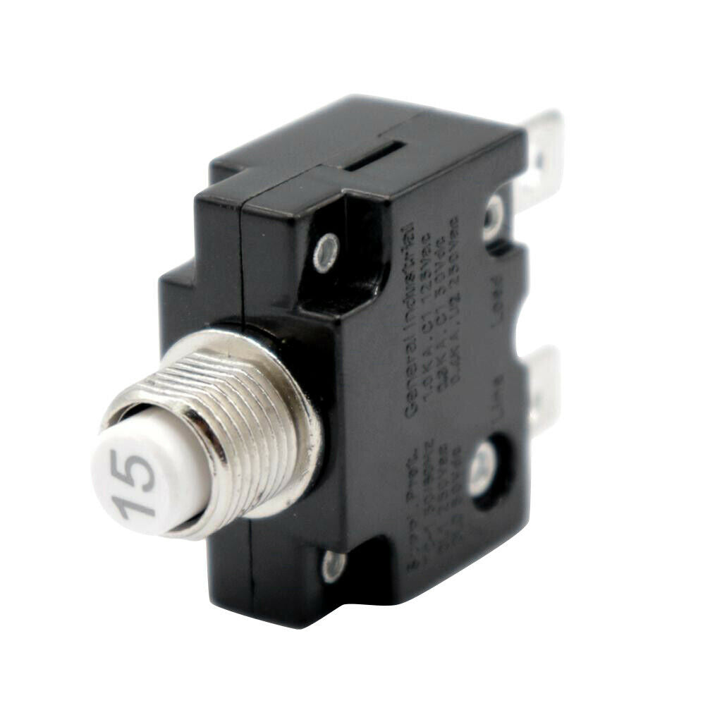 Universal Marine Boat Car Push Button Resettable Circuit Breaker (15AMP)