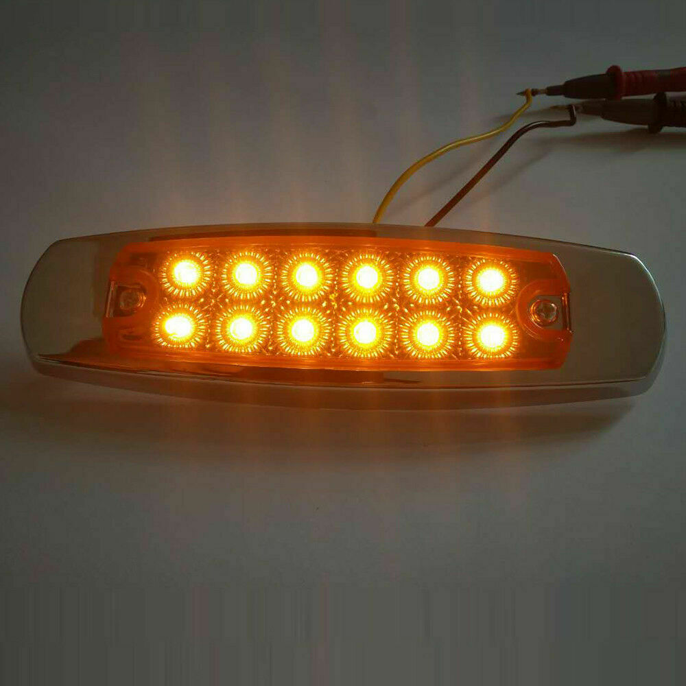 20pcs Amber Side Marker Lights Clearance 12 LED Truck Trailer For Peterbilt 12V