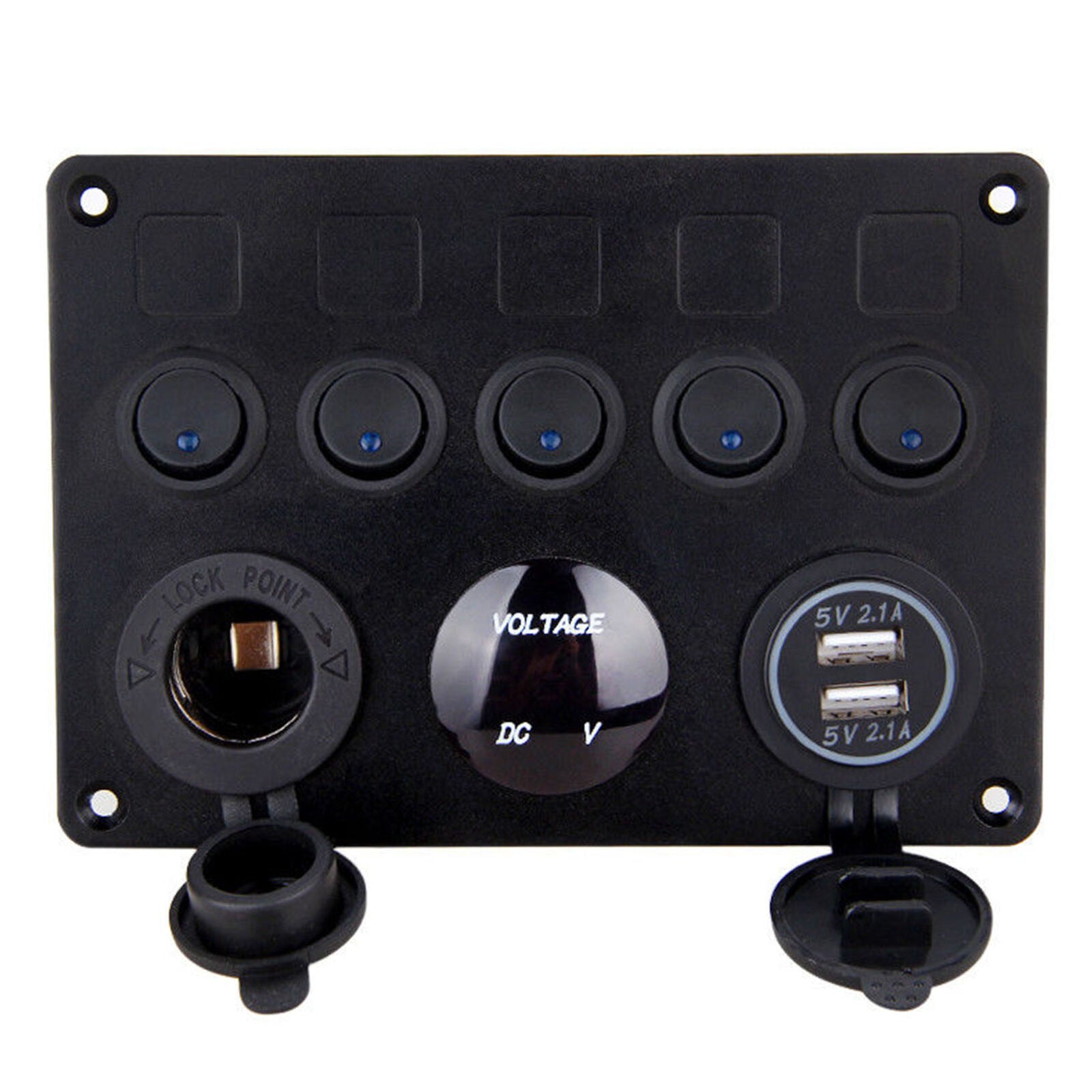 5 Gang ON-OFF Toggle Switch Panel 2USB 12V for Car Boat Marine RV Truck Camper