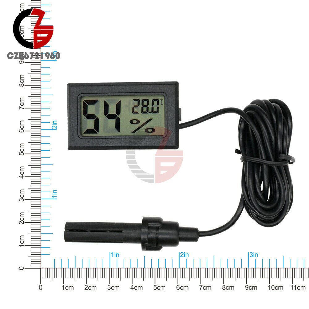 2PCS LCD Digital Temperature Humidity Meter Thermometer Hygrometer w/ 1.5M Probe