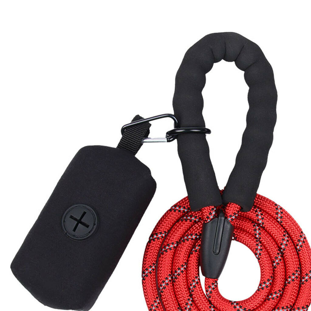 Strong Reflective Dog Leash with Poop Bag Comfortable Pet Outdoor Leash Red