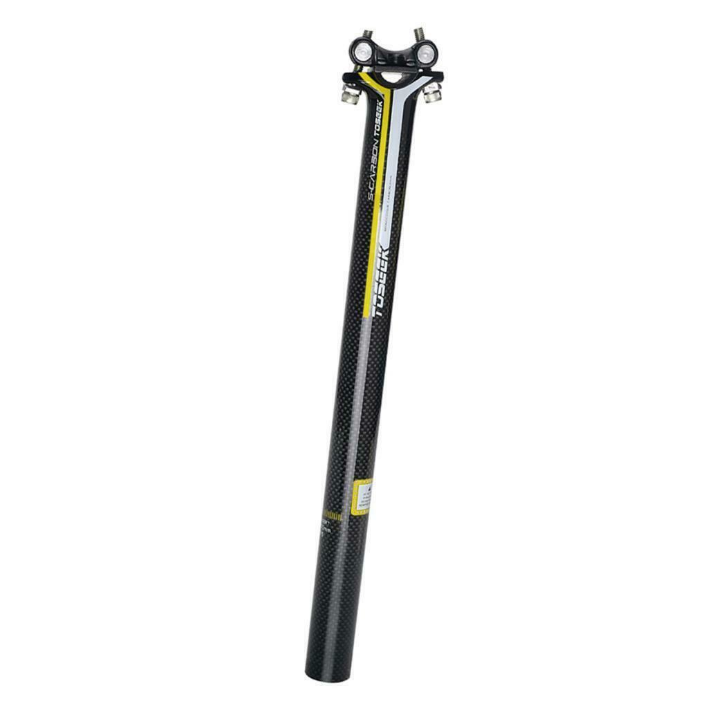 Carbon Fibre Seatpost Bicycle Seat Post Tube Seat 30.8mm Yellow 30.8x400mm