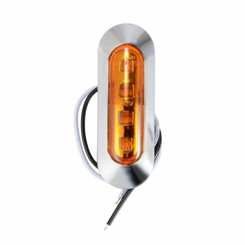 2Pcs Amber 4 SMD LED Side Marker Tail Lights Clearance Lamp Truck Trailer 12V