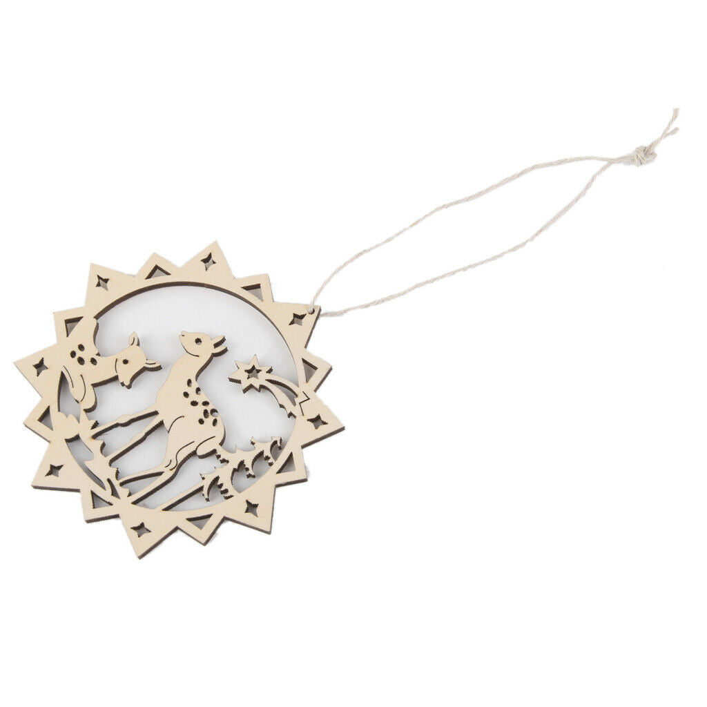 10pcs  Cut Reindeer Wooden Tag Embellishment With String