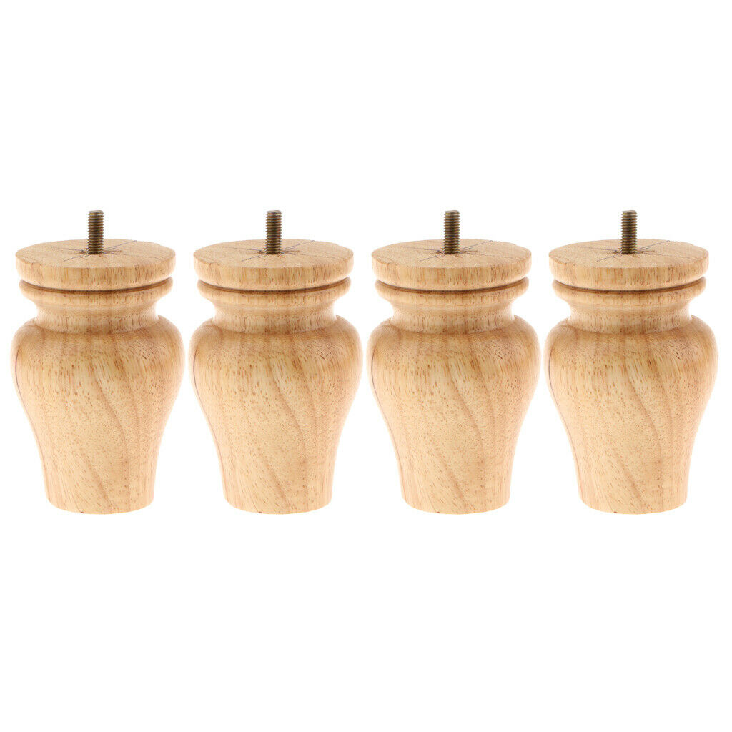 Sets of 4 Wooden Furniture Feet Sofa Legs Couch Chair Bed Ottoman Cabinet Vase