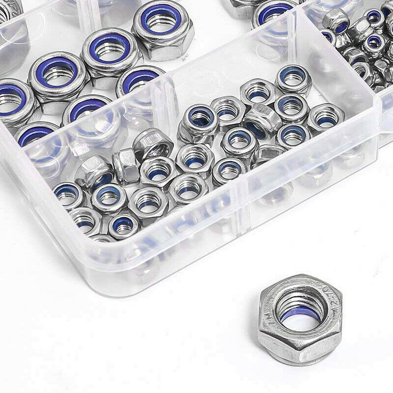 M3 4 5 6 8 M10 M12Nylon Insert Lock Nut Stainless Steel Combination Kit Hardware