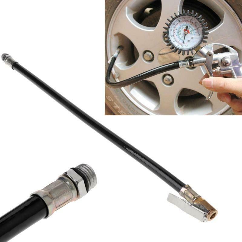Air Tyre Inflator Pressure Car Auto Tire Pump Hose Gauge Flexible Hose Connector