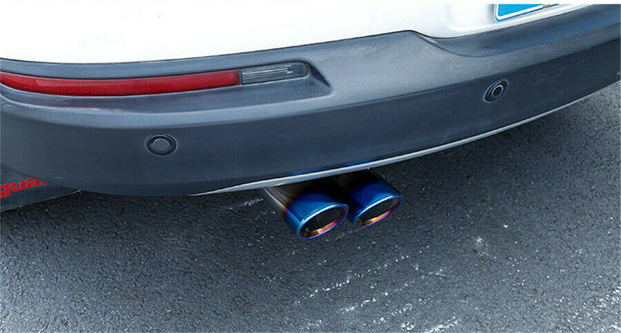 Pair Car Tail Exhaust Tip Pipes Grilled Blue For BMW E90 E92 325 328i 3 Series