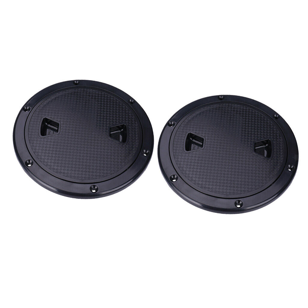 2pcs Marine Boat RV Black 8Inch Access Hatch Covers Screw Out Deck Plate