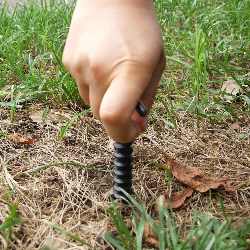 5x Plastic Screw Spiral Tent Peg Stakes Nail Outdoor Camping Awning Trip Kit