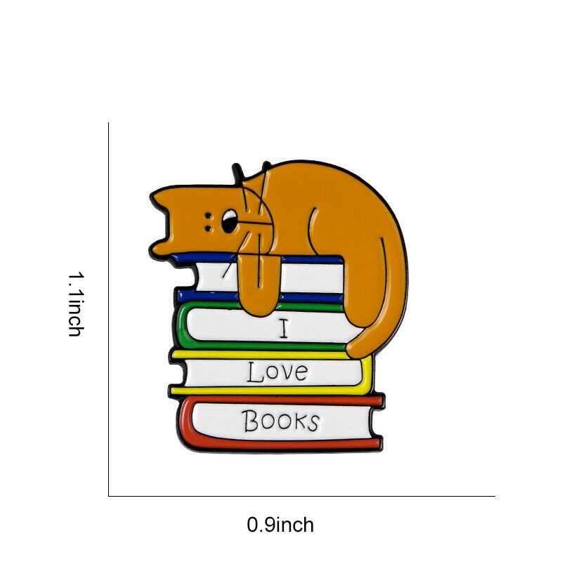 Enamel Cartoon Cat Book Brooch Pins Decoration Bag Clothes Corsage Badge Jew Qx