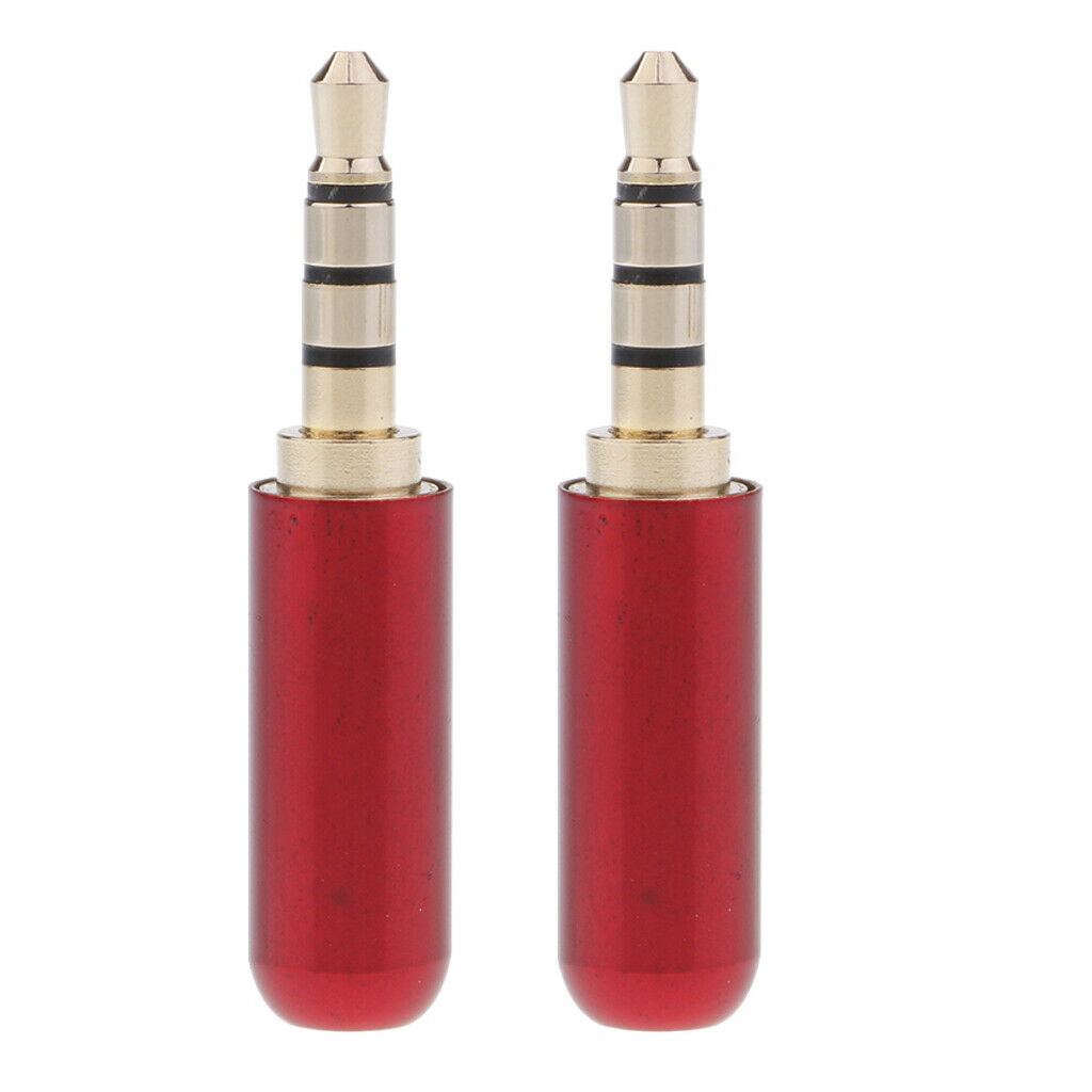 2Pcs 3.5mm 1/8" Male Jack Mini Red Audio Plug Male Stereo Adaptor DIY Soldering