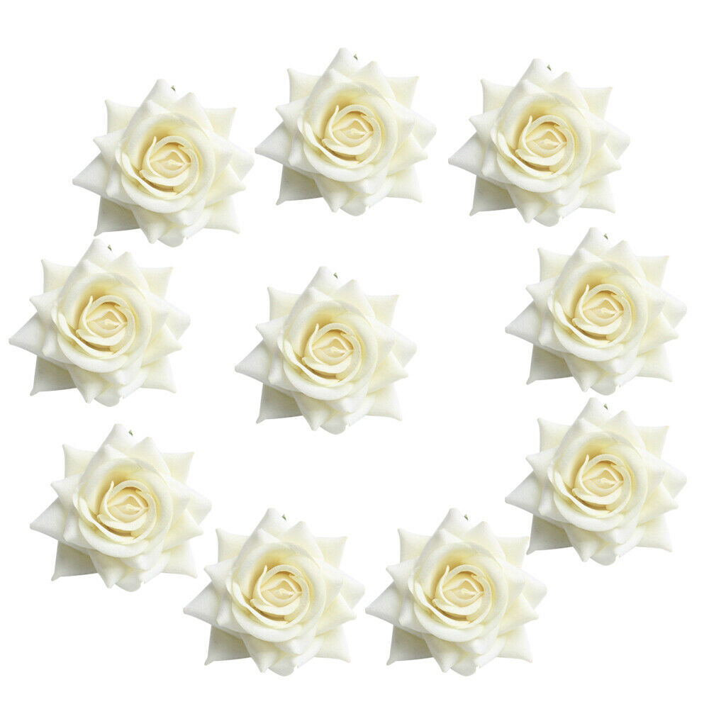 10 Pcs Velvet Arificial Flower Heads White Wedding Ceremonial Decoration