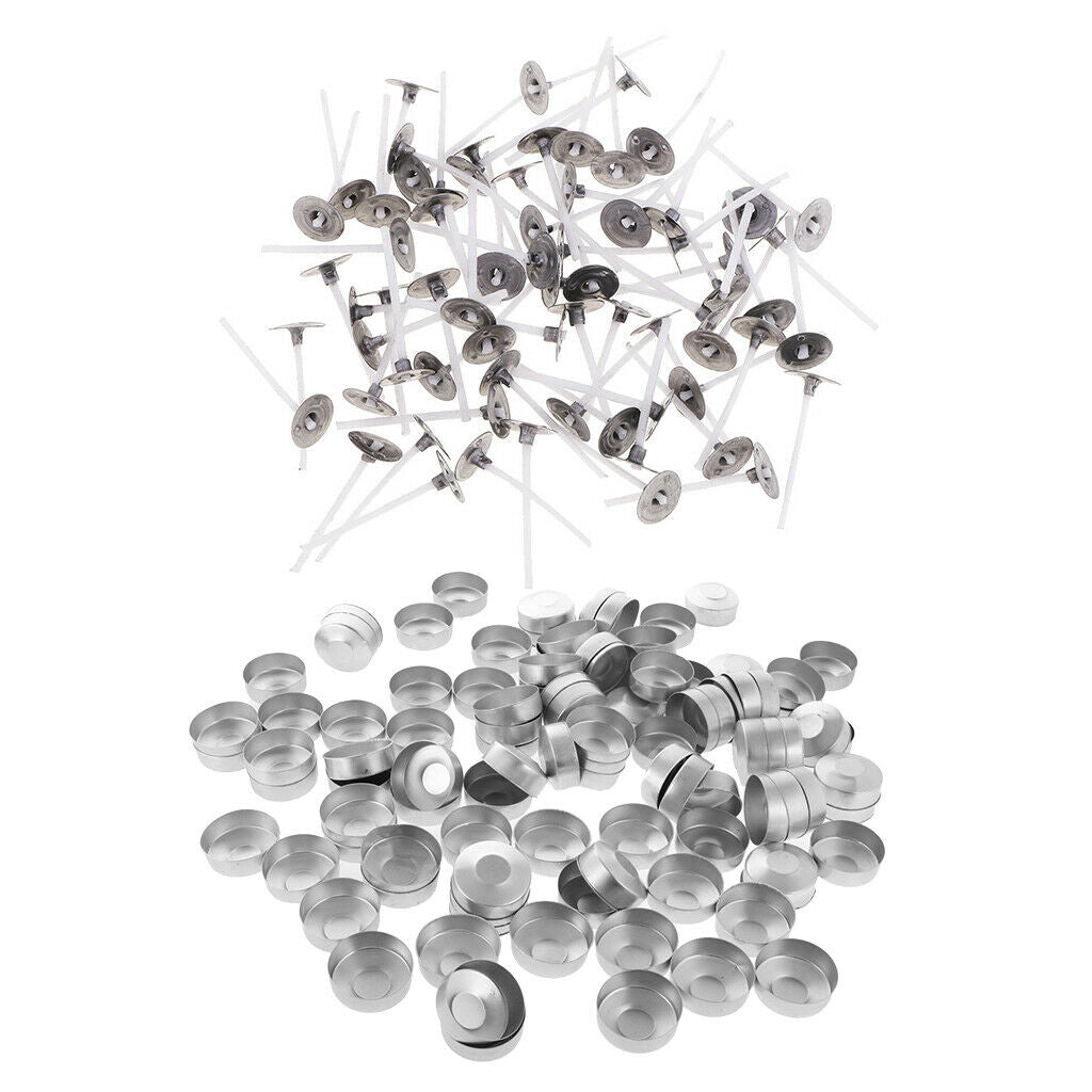 100 Pieces Turned Edge Empty Aluminum Case Tealight Cups Containers + 100PCS