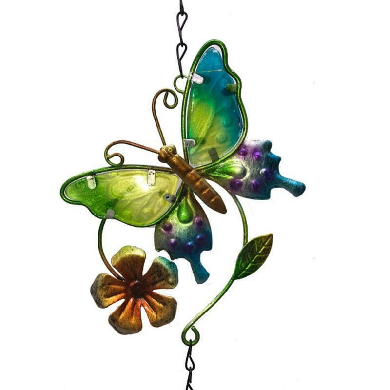 2pcs Indoor Outdoor Metal Wind Chimes Butterfly Painted Ornaments Window Pendant