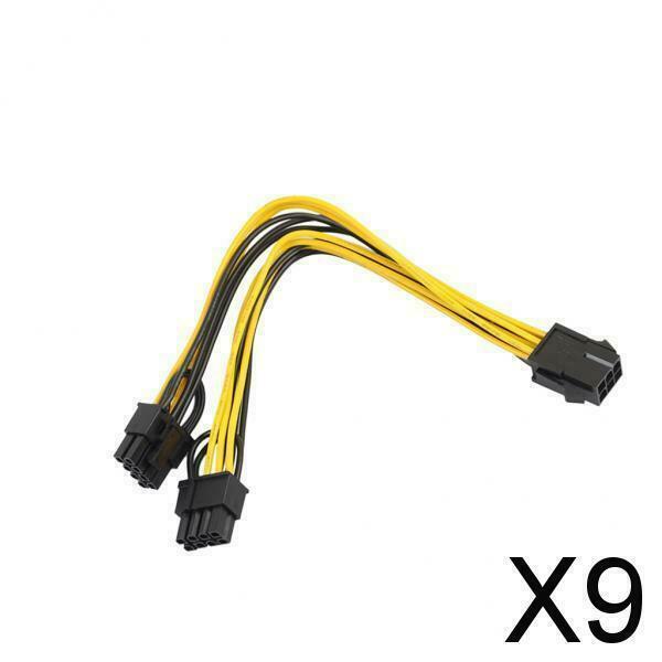 9X CPU 6-pin. to Double PCI  8-pin. Y Splitter Extension Cable Power Cable PCI