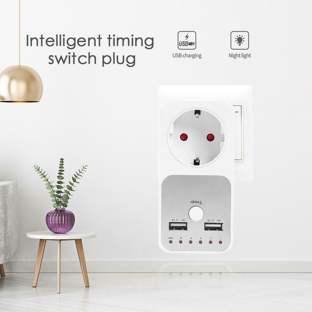 Dual USB EU Plug Timing Socket Timer Switch Countdown Outlet Controller @