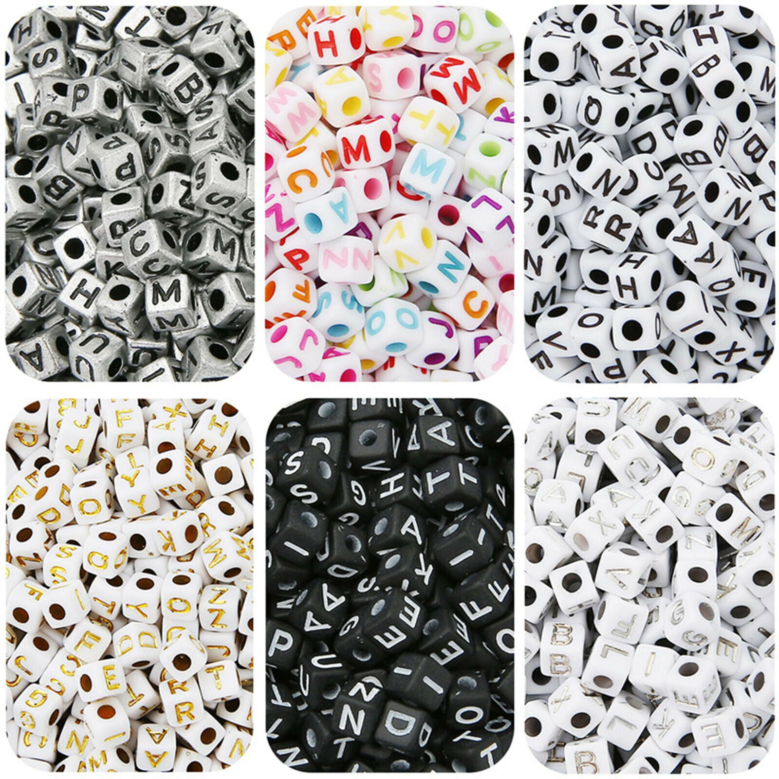 1200Pcs 5mm Cube Acrylic A-Z Alphabet Letters Beads DIY for Jewelry Making
