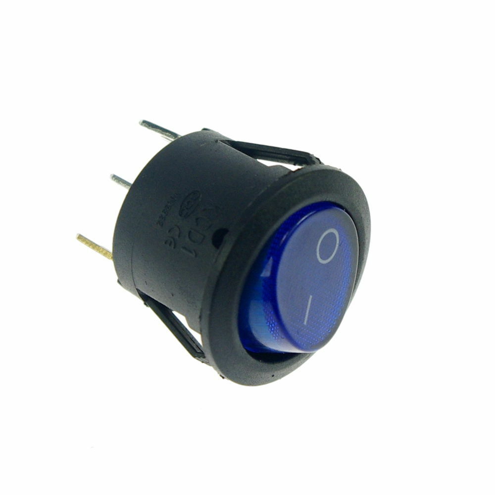 10x Blue Light Illuminated SPST on/off Round Boat Rocker Switch 3 Pin KCD1-105/N