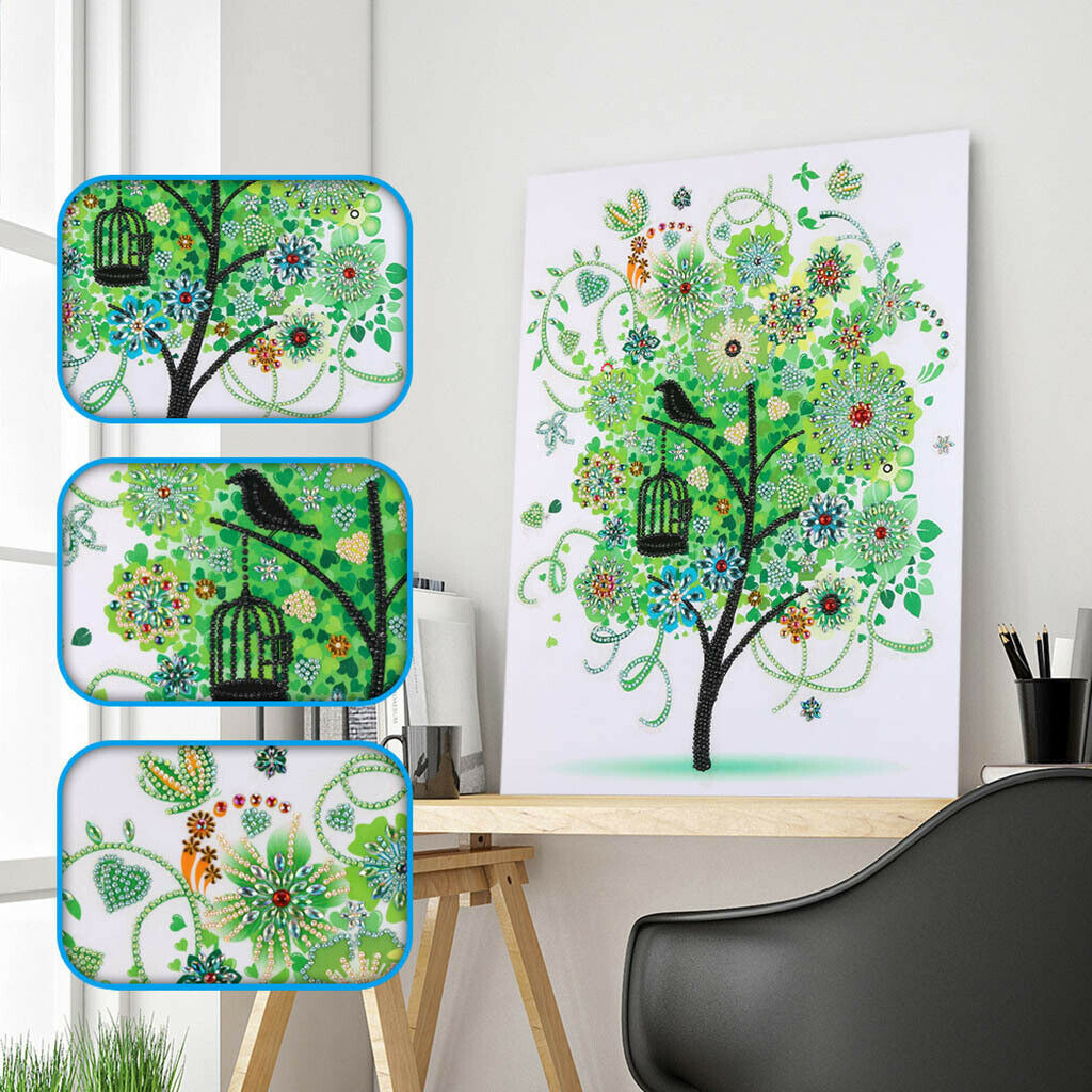 Treer-shaped DIY 5D Diamond Paiting Cross Stitch Kit for Arts Craft Green